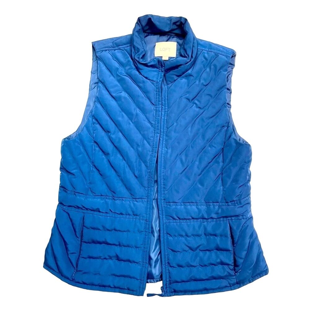 LOFT Peacock Blue Quilted Puffer Vest Size XS 💙💎💙 - Picture 2 of 15